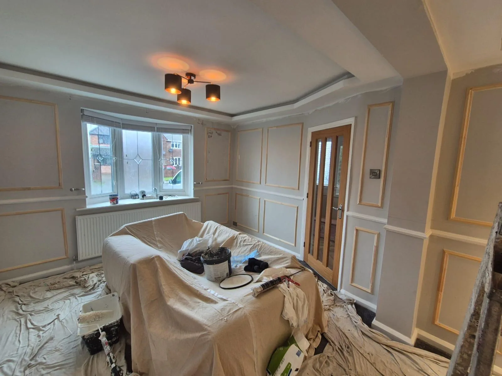 Living Room Panelled Walls Full Redecoration completed decorating photo. across Newcastle-under-Lyme, Stoke-on-Trent, Crewe and Nantwich