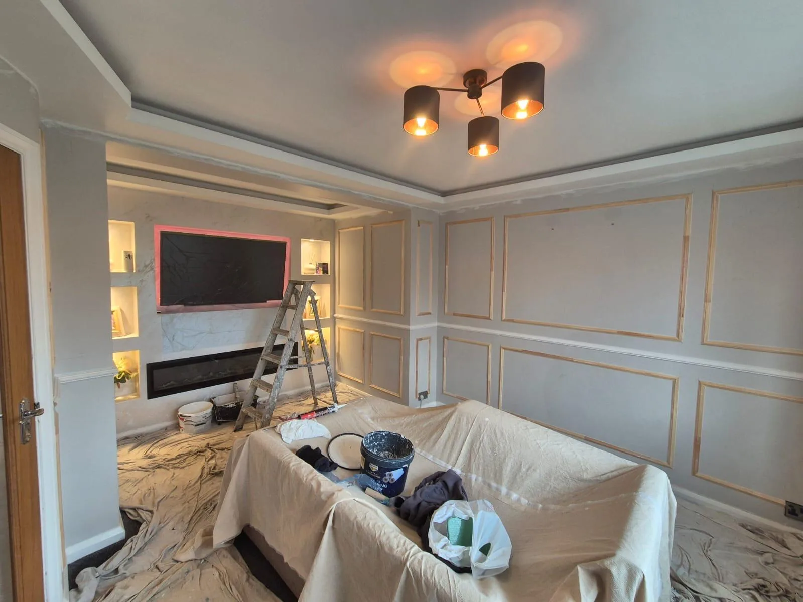 Living Room Panelled Walls Full Redecoration completed decorating photo. across Newcastle-under-Lyme, Stoke-on-Trent, Crewe and Nantwich